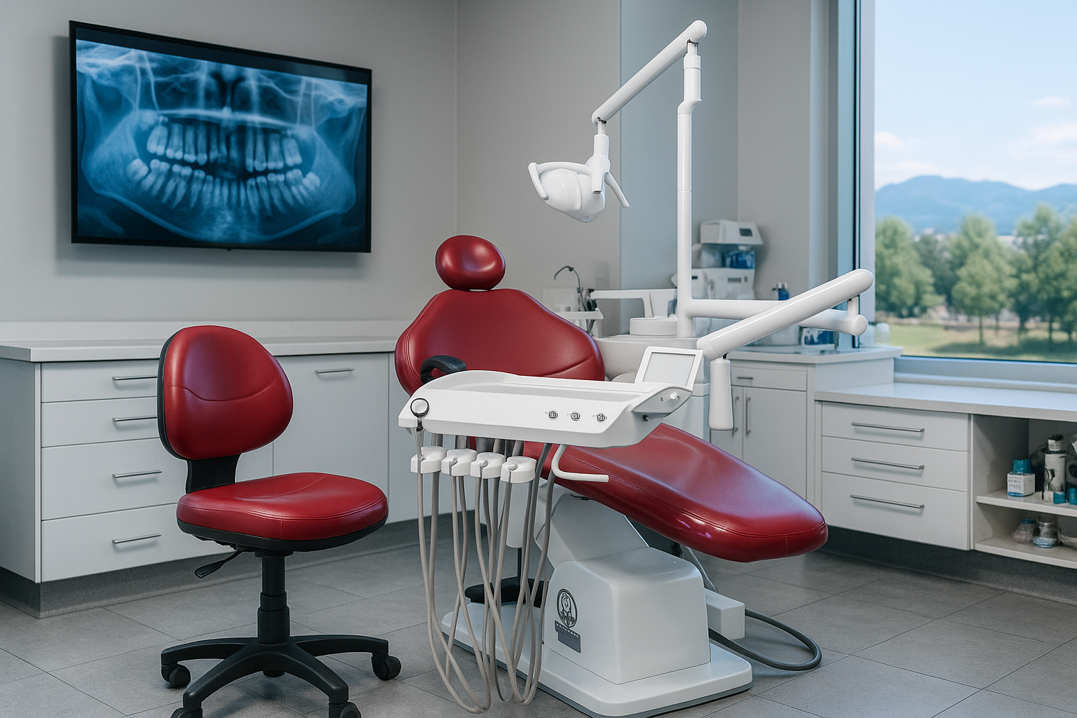 Sillón odontológico Dentalecsa PRO color rojo